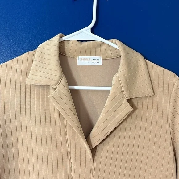 NWOT Women’s Southcott Tan Striped Collared Dress Size 1 US Small - Picture 4 of 8